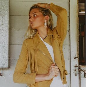 L’abeye Yellow fringe jacket  NWT